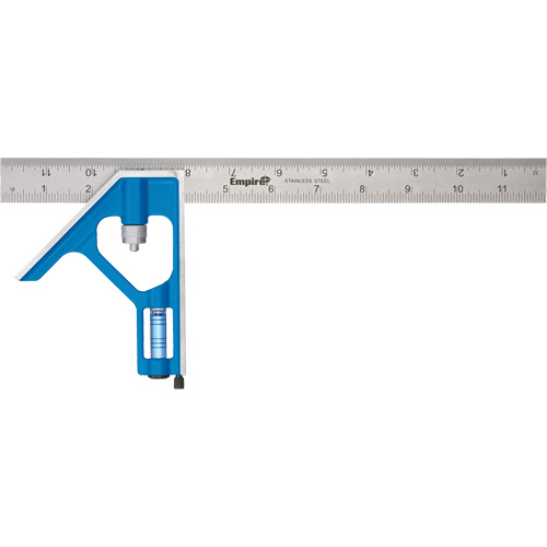 True Blue&reg; Combination Square, 12" L, 1/16" Graduations, Steel, Plain Planification Entrepots Molloy