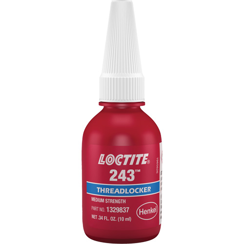 Threadlocker 243 Oil Tolerant, Blue, Medium, 10 ml, Bottle Planification Entrepots Molloy