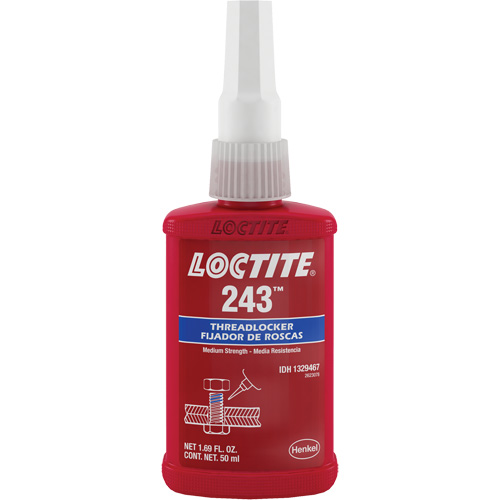 Threadlocker 243 Oil Tolerant, Blue, Medium, 50 ml, Bottle Planification Entrepots Molloy