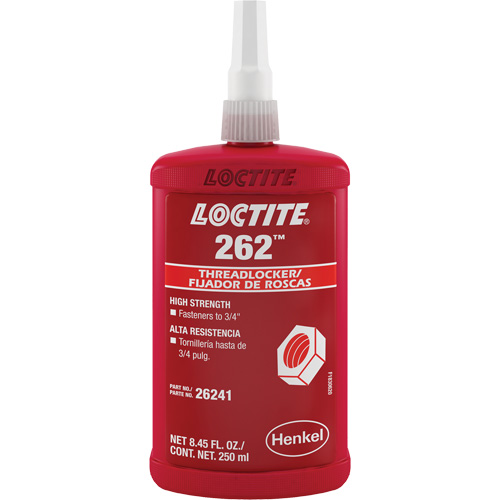 Threadlocker 262, Red, High, 250 ml, Bottle Planification Entrepots Molloy
