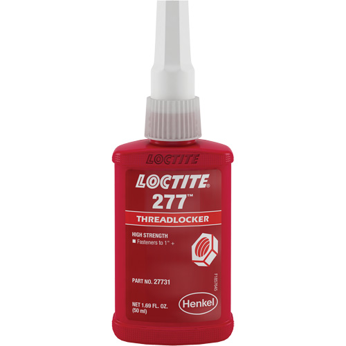 Threadlocker 277 Large Threads, Red, High, 50 ml, Bottle Planification Entrepots Molloy