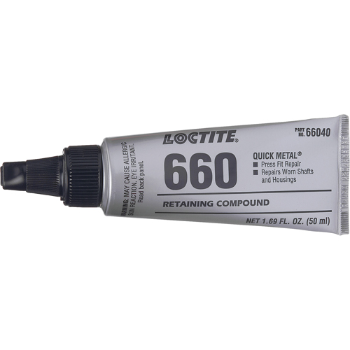 Compos&eacute; de retenue pour r&eacute;paration ajust&eacute; &agrave; la presse Quick Metal 660, 50 ml, Tube, Argent Planification Entrepots Molloy