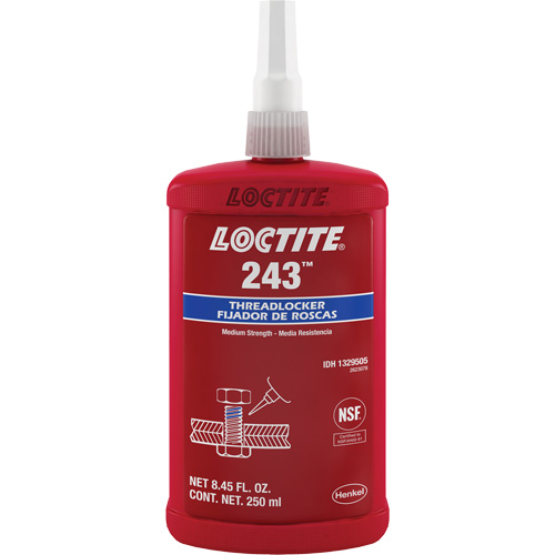 Threadlocker 243 Oil Tolerant, Blue, Medium, 250 ml, Bottle Planification Entrepots Molloy