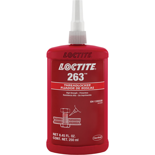 Threadlocker 263 Rapid Cure, Red, High, 250 ml, Bottle Planification Entrepots Molloy