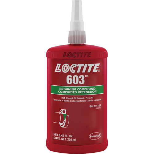 Compos&eacute; de retenue Loctite 603, 250 ml, Bouteille, Vert Planification Entrepots Molloy