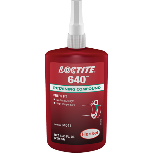 Loctite&reg; 640 Retaining Compound, 250 ml, Bottle, Green Planification Entrepots Molloy