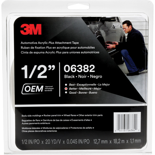 3M Automotive Acrylic Tape, 18 M (60') L x 12.7 mm (1/2") W, 45 mils, Acrylic Planification Entrepots Molloy