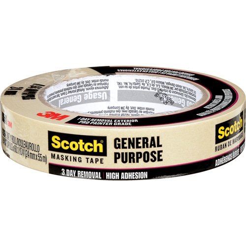 Scotch&reg; General Purpose Masking Tape 2020, 24 mm (1") x 55 m (180'), Tan Planification Entrepots Molloy