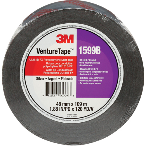 Ruban en polypropyl&egrave;ne Venture Tape 1599B, 3 mils, Argent, 48 mm (2") x 109,7 m (359,9') Planification Entrepots Molloy