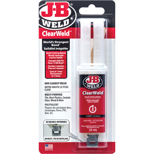 Adh&eacute;sif ClearWeld, 25 ml, Seringue, Deux composants, Transparent Planification Entrepots Molloy