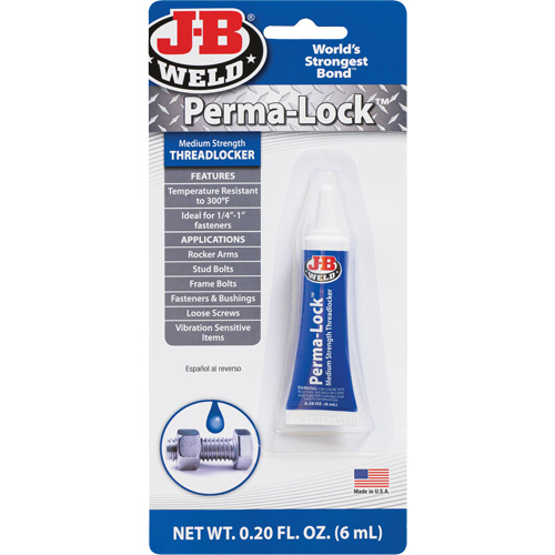 Perma-Lock Threadlocker, Blue, Medium, 6 ml, Tube Planification Entrepots Molloy