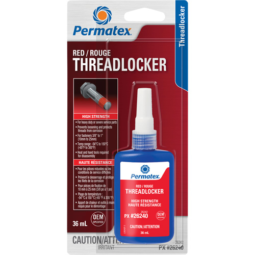 Permanent Strength Threadlocker, Red, High, 36 ml, Bottle Planification Entrepots Molloy
