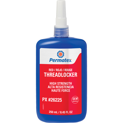 Permanent Strength Threadlocker, Red, High, 250 ml, Bottle Planification Entrepots Molloy