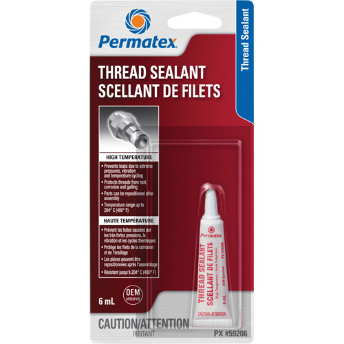 Scellant pour filetage haute temp&eacute;rature, Tube, 6 ml, -54° C - 204° C/-65° F - 400° F Planification Entrepots Molloy