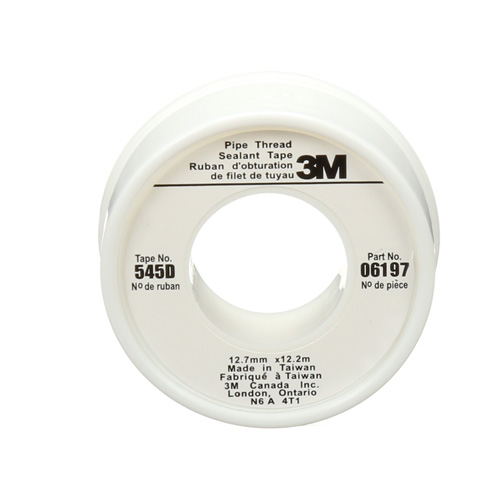 Scotch&reg; Thread Sealant Tape, 480" L x 1/2" W, White Planification Entrepots Molloy