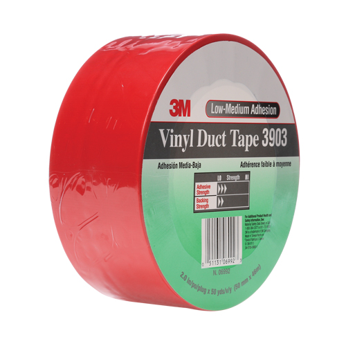 3903 Vinyl Duct Tape, 48 mm (2") W x 46 m (151') L, 6.5 mils, Red Planification Entrepots Molloy