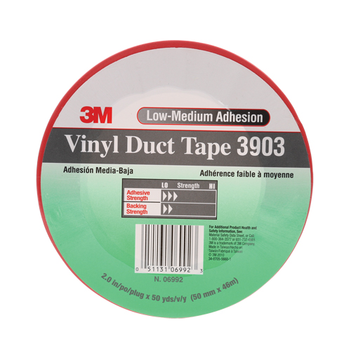 3903 Vinyl Duct Tape, 48 mm (2") W x 46 m (151') L, 6.5 mils, Red Planification Entrepots Molloy