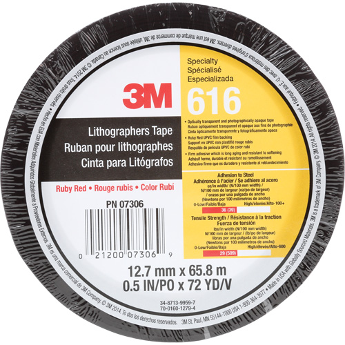 Ruban pour lithographe 616, 12,7 mm (1/2") x 66 m (216'), Rouge Planification Entrepots Molloy