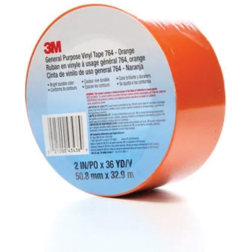 Ruban en vinyle pour travaux g&eacute;n&eacute;raux 764, 50,8 mm (2") la x 32,9 m (108') lo, 5 mils, Orange Planification Entrepots Molloy