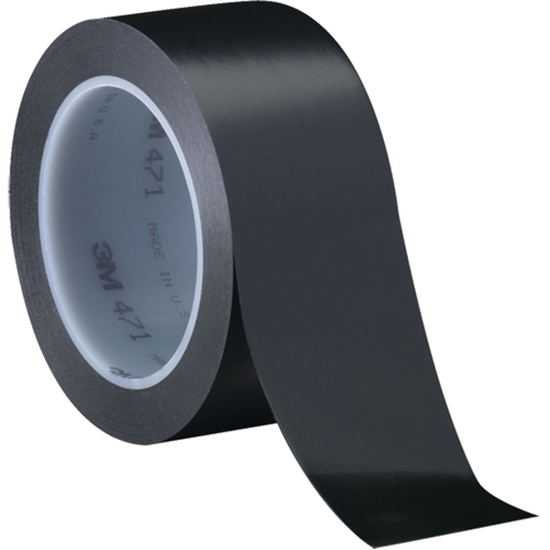 Ruban en vinyle 471, 12 mm (1/2") la x 32,9 m (108') lo, 5,3 mils, Noir Planification Entrepots Molloy