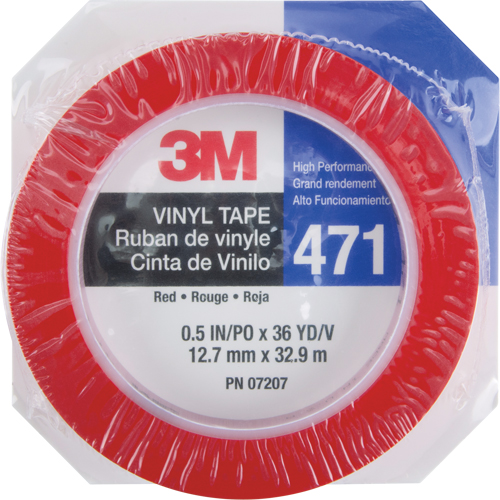 471 Vinyl Tape, 12 mm (1/2") W x 32.9 m (108') L, 5.3 mils, Red Planification Entrepots Molloy