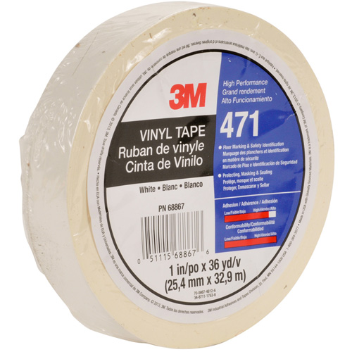 471 Vinyl Tape, 12 mm (1/2") W x 32.9 m (108') L, 5.3 mils, White Planification Entrepots Molloy