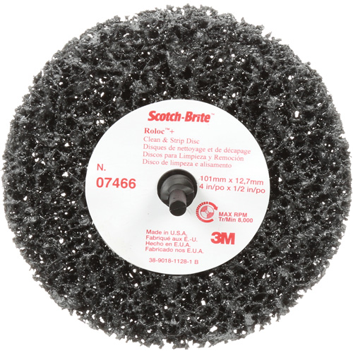 Disque de nettoyage et de d&eacute;capage Clean and Strip Roloc Scotch-Brite, 4" dia., Grain Extra grossier, Carbure de silicium Planification Entrepots Molloy