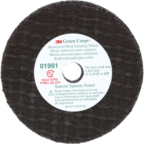 Green Corps Cut-Off Wheel, 3" x 0.188", 3/8" Arbor, Type 1, Aluminum Oxide, 35000 RPM Planification Entrepots Molloy