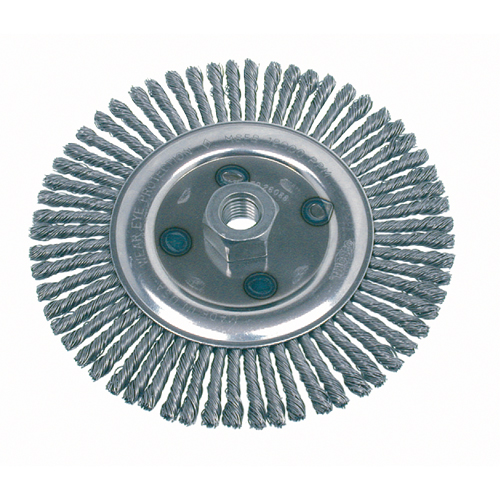 Brosse rotative &agrave; fils nou&eacute;s, pour passe de fond, Dia. 4-7/8", Fils 0,02", Arbre 5/8"-11, Acier Planification Entrepots Molloy