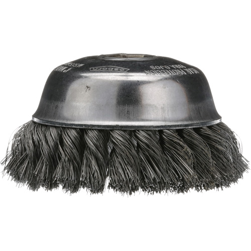 Brosse boisseau &agrave; fil nou&eacute;, 4" dia. x 5/8"-11 arbre Planification Entrepots Molloy
