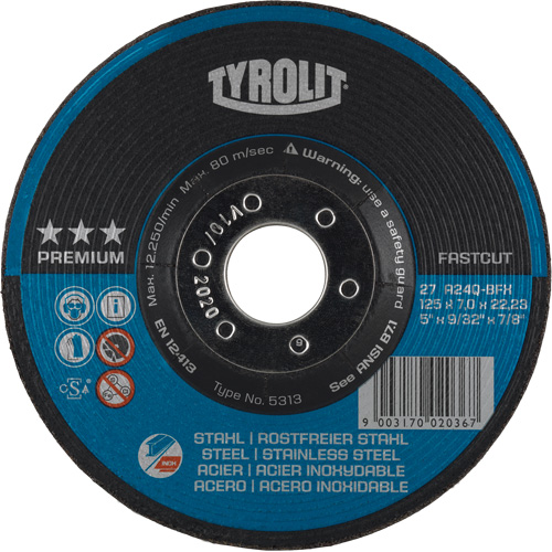 Premium 2-in-1 Grinding Wheel, 7" x 9/32", 7/8" Arbor, Type 27 Planification Entrepots Molloy