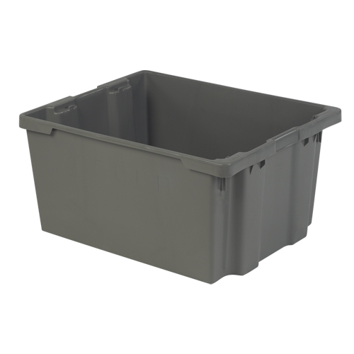 Polylewton Stack-N-Nest&reg; Containers, 15.1" x 30.1" x 24", Grey Planification Entrepots Molloy