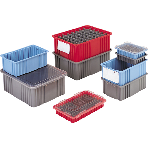 Divider Box&reg; Containers, Polyethylene, 10.8" W x 8.3" D x 2.5" H, Grey Planification Entrepots Molloy