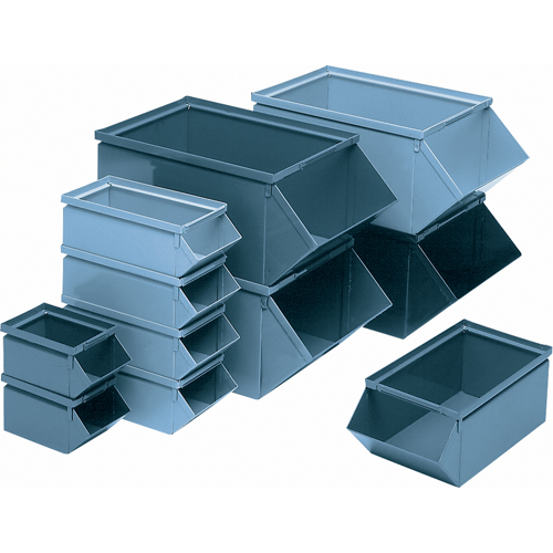 Bac en acier, Cap. 100 lb, 4-1/2" la x 8" p x 4-1/2" h, Bleu Planification Entrepots Molloy