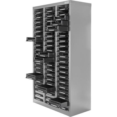 Casiers pour pi&egrave;ces KPC-300, Acier galvanis&eacute;, 60 tiroirs, 21-3/10" x 10-2/5" x 36-9/10", Gris Planification Entrepots Molloy