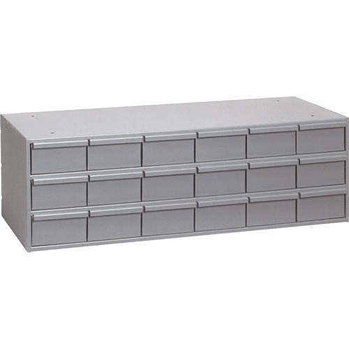 Industrial Drawer Cabinets, 18 Drawers, 33-3/4" W x 11-5/8" D x 10-7/8" H, Grey Planification Entrepots Molloy
