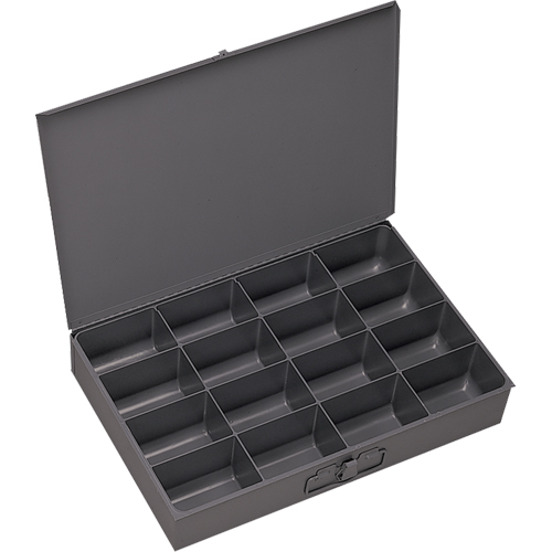 Compartment Scoop Boxes, Steel, 16 Slots, 13-3/8" W x 9-1/4" D x 2" H, Grey Planification Entrepots Molloy