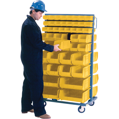 Double-Sided Mobile Bin Rack, Double-sided, 96 bins, 36" W x 24" D x 63" H Planification Entrepots Molloy