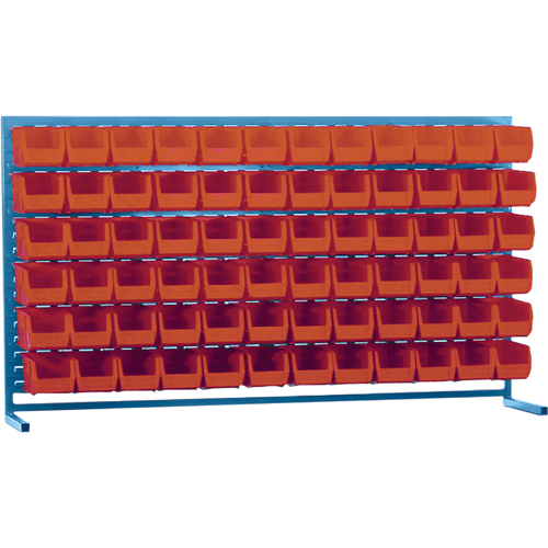 Louvered Rack with Bins, 72 Bins, 72" W x 15" D x 40" H Planification Entrepots Molloy