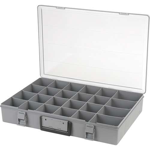 Boîte &agrave; compartiments, Plastique, 24 compartiments, 18-1/2" la x 13" p, 3" h, Gris Planification Entrepots Molloy