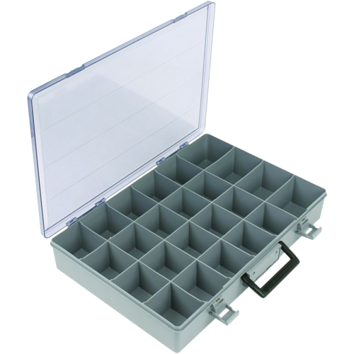 Boîte &agrave; compartiments, Plastique, 24 compartiments, 15-1/2" la x 11-3/4" p, 2-1/2" h, Gris Planification Entrepots Molloy