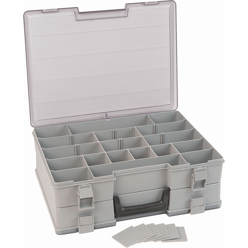 Boîte &agrave; compartiments, Plastique, 48 compartiments, 15-1/2" la x 11-3/4" p, 5" h, Gris Planification Entrepots Molloy