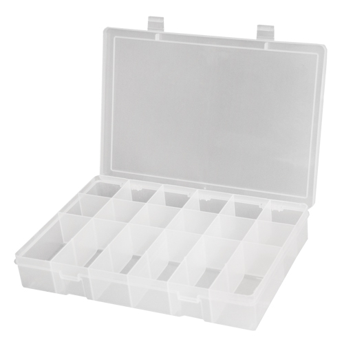 Compact Polypropylene Compartment Cases, 11" W x 6-3/4" D x 1-3/4" H, 18 Compartments Planification Entrepots Molloy