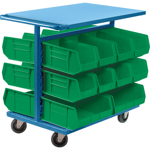 Bin Cart with Bins, Double-sided, 20 bins, 24" W x 38-1/2" D x 36-1/2" H Planification Entrepots Molloy