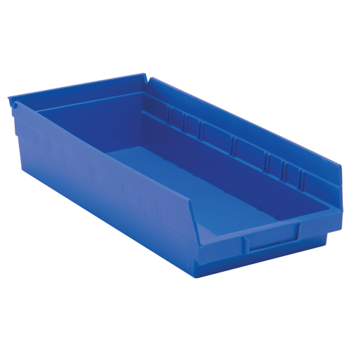 Bacs de rangement pour tablettes, 8-3/8" la x 4" H x 17-7/8" p, Bleu, Capacit&eacute; 40 lb Planification Entrepots Molloy