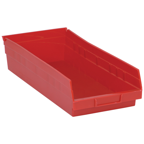 Bacs de rangement pour tablettes, 8-3/8" la x 4" H x 17-7/8" p, Rouge, Capacit&eacute; 40 lb Planification Entrepots Molloy