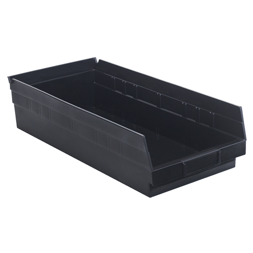 Economy Shelf Bin, 8-3/8" W x 4" H x 17-7/8" D, Black Planification Entrepots Molloy