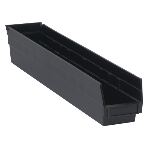 Economy Shelf Bin, 4-1/8" W x 4" H x 23-5/8" D, Black Planification Entrepots Molloy