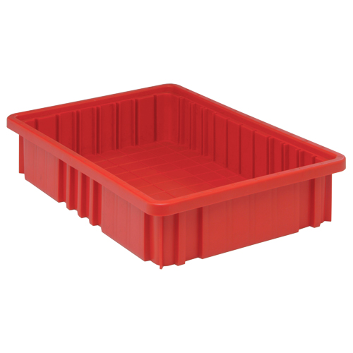 Divider Box&reg; Containers, Plastic, 16.5" W x 10.9" D x 3.5" H, Red Planification Entrepots Molloy