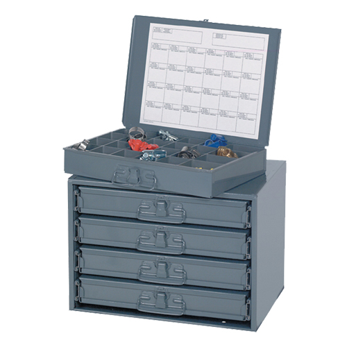 Sliding Cabinets, Steel, 4 Slots, 20" W x 15-3/4" D x 15" H, Grey Planification Entrepots Molloy